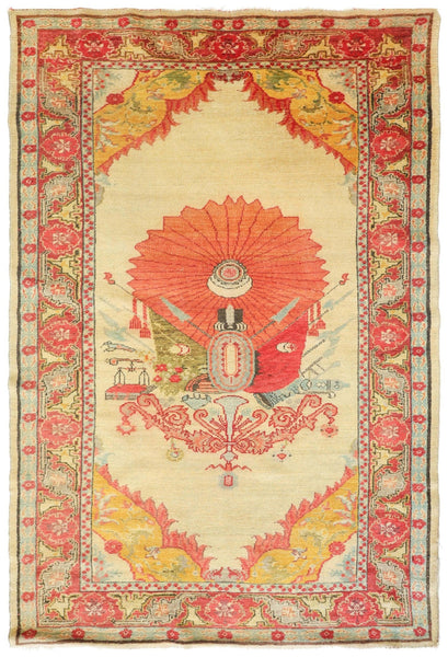Antique Ottoman Shield Handwoven Contemporary Rug
