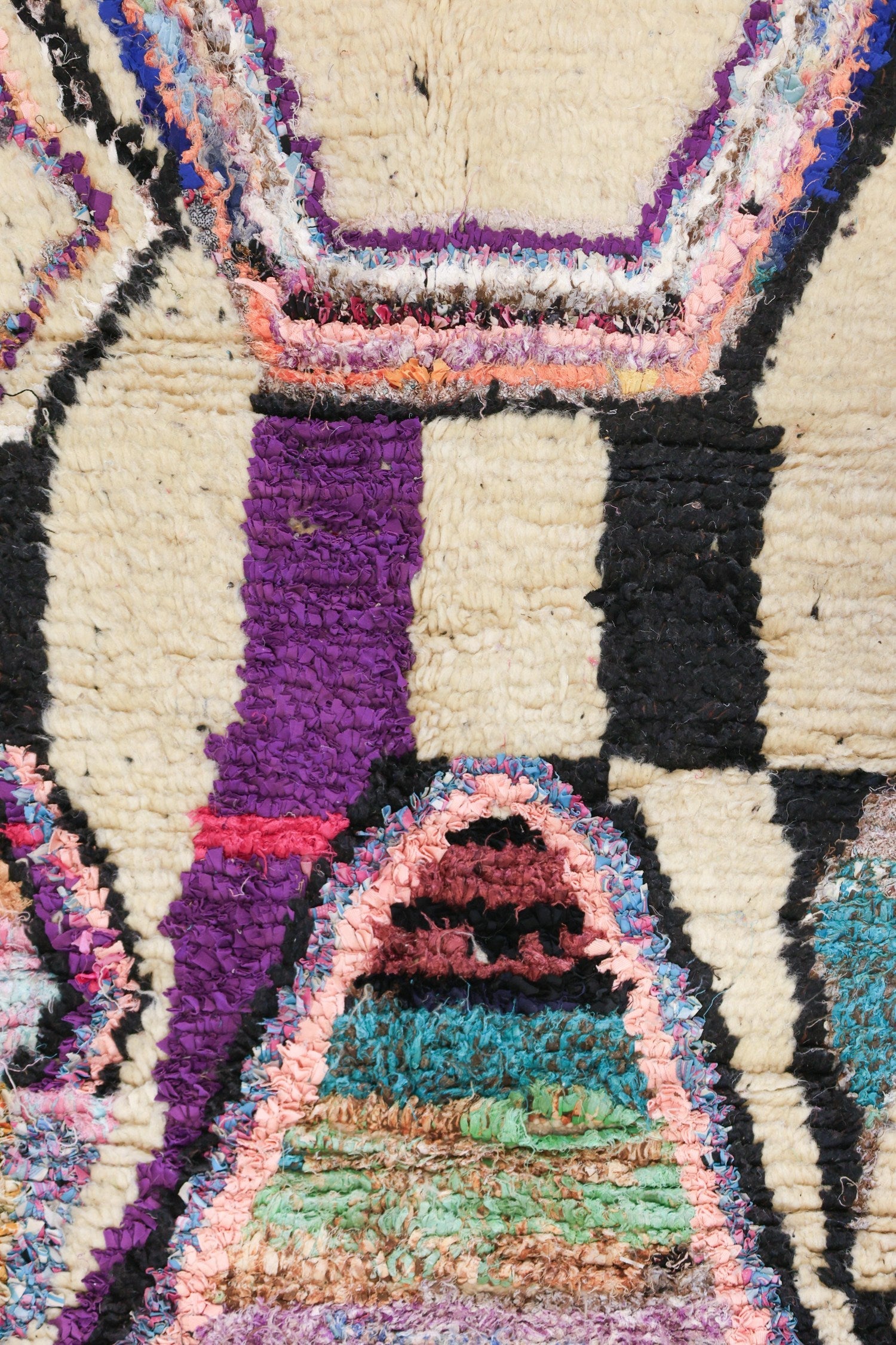 Vintage Boucherouite Handwoven Tribal Rug, J71888