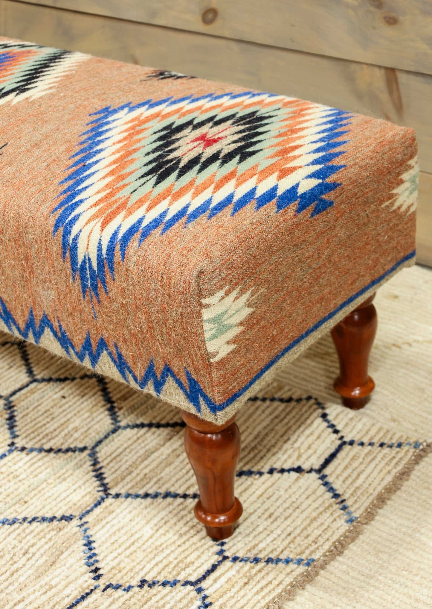 Navajo Design Rug Bench, J80219