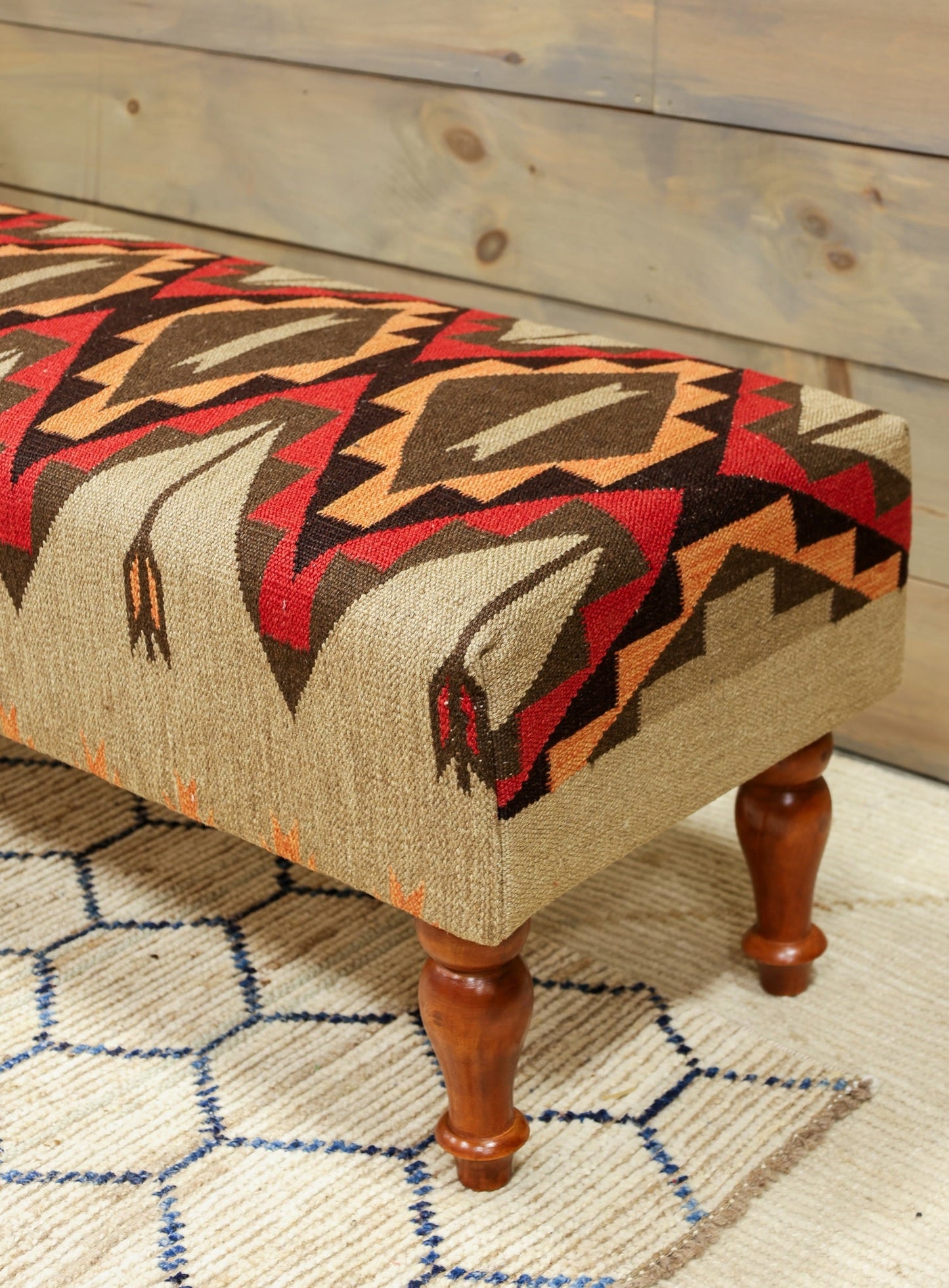 Navajo Design Rug Bench, J80224