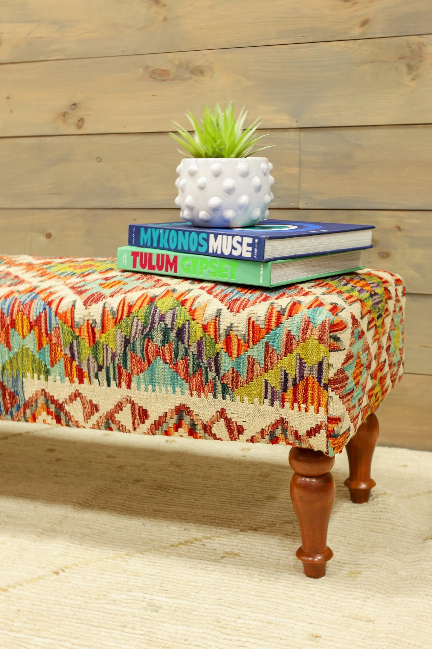 Uzbek Kilim Design Rug Bench, J80226