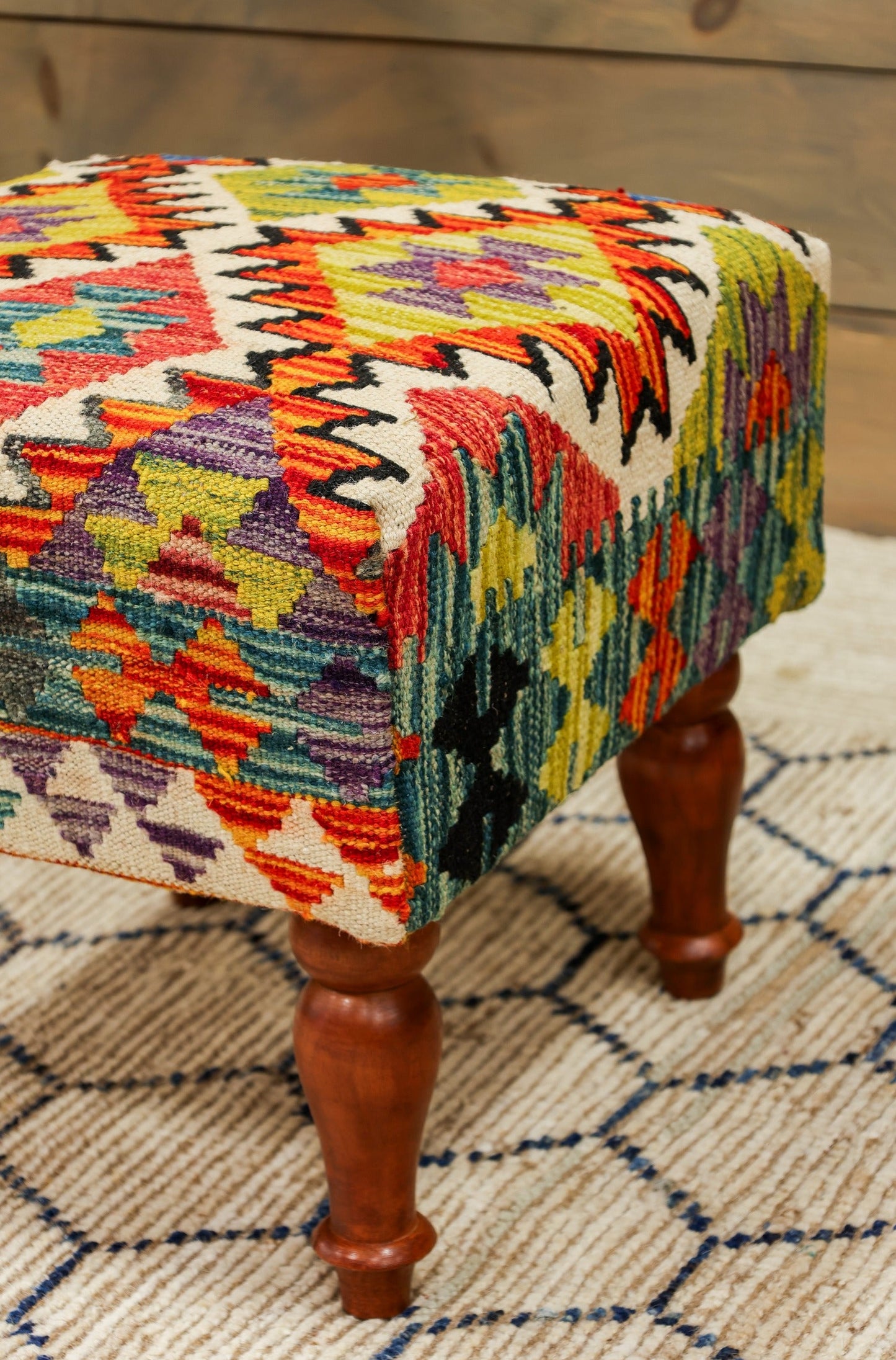 Uzbek Kilim Rug Foot Stool, J80242