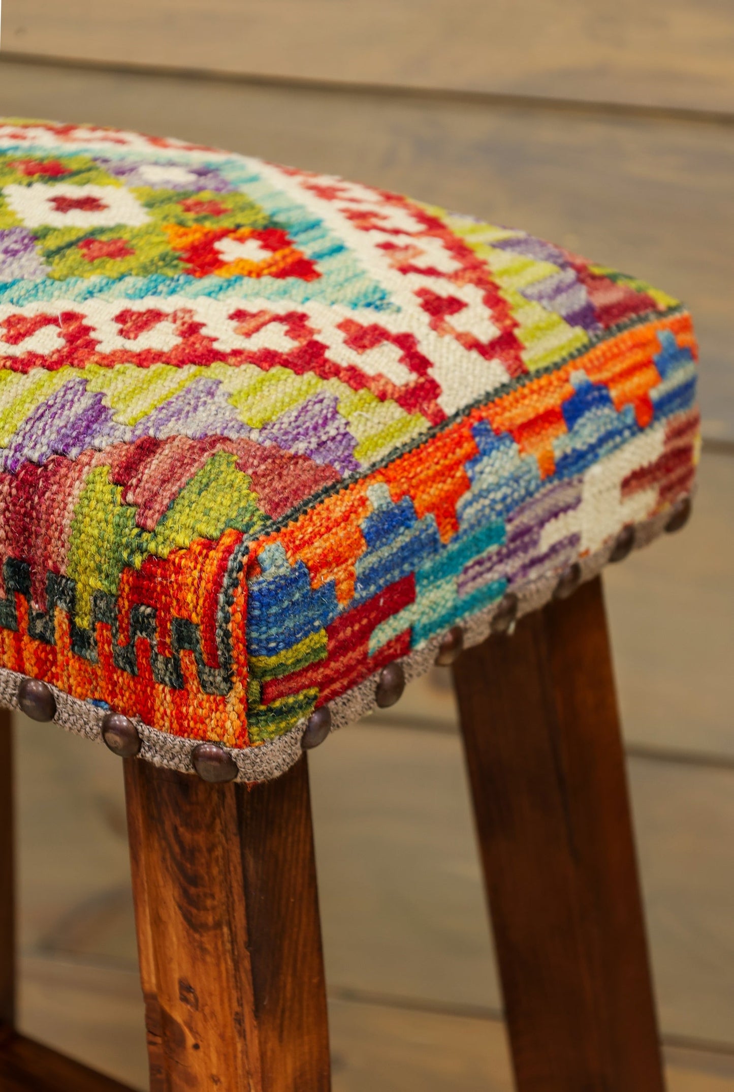 Tall Uzbek Kilim Rug Stool, J80262