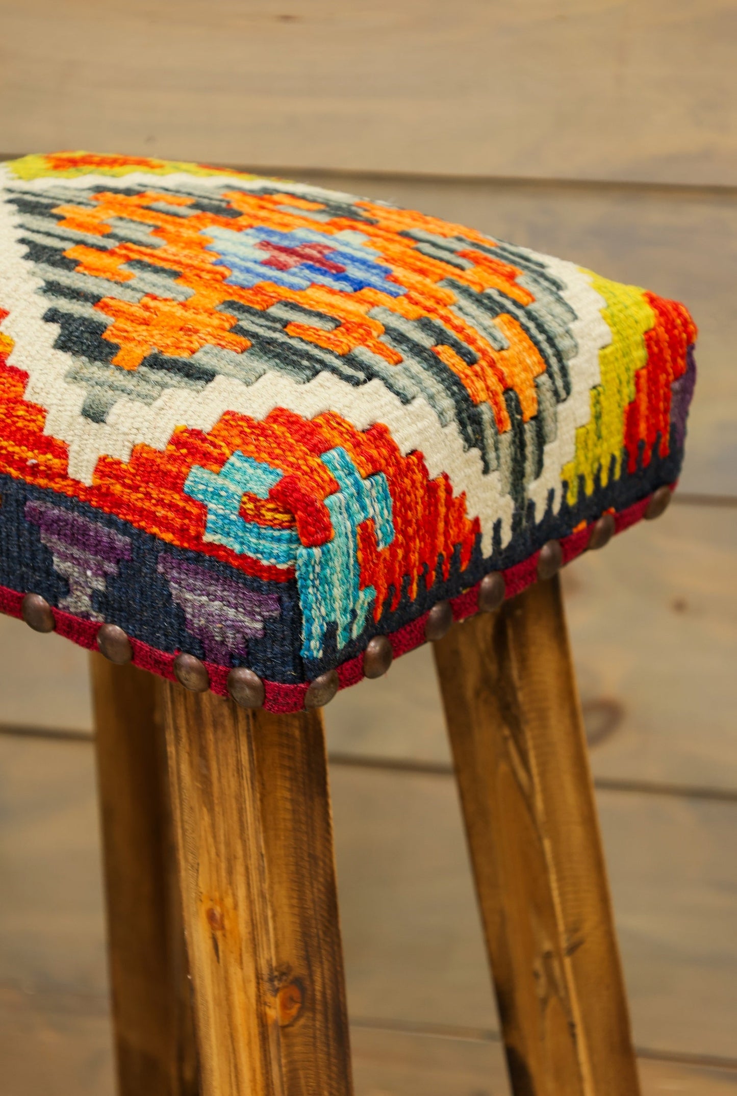 Tall Uzbek Kilim Rug Stool, J80265