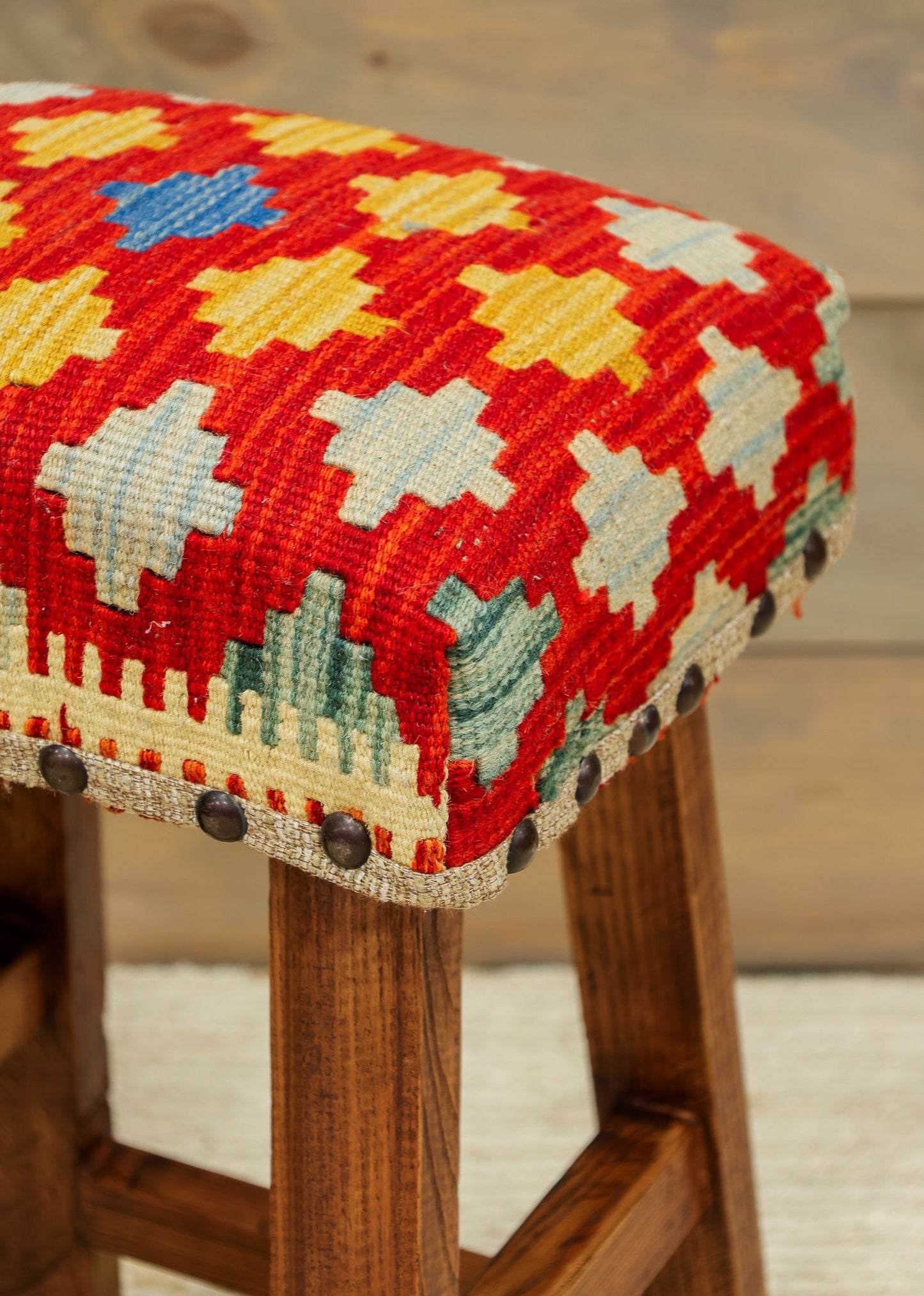 Small Uzbek Kilim Rug Stool, J80267