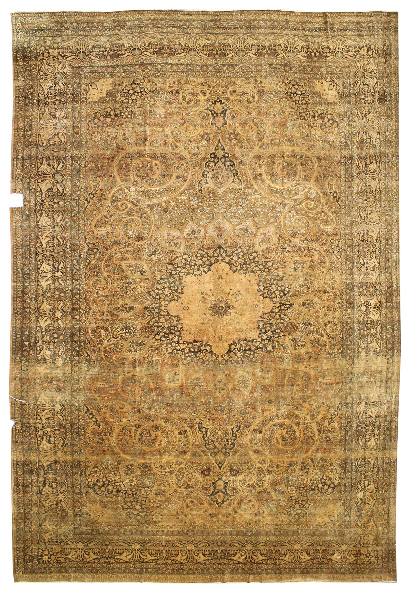 Antique Bakhtiari rug JF5707: handwoven, traditional design, gold and brown tones.