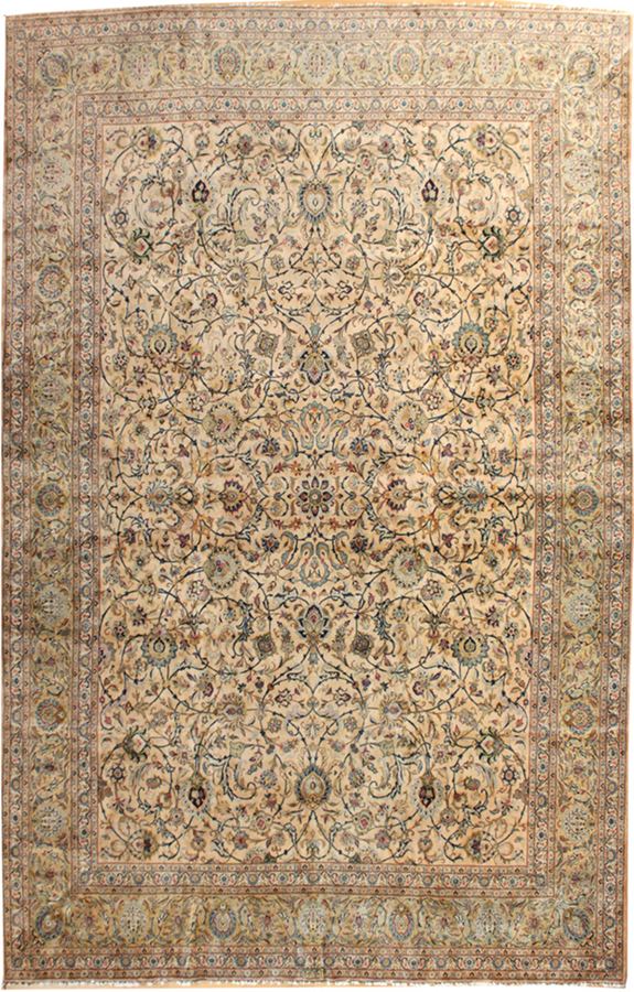 Vintage Kashan Handwoven Traditional Rug