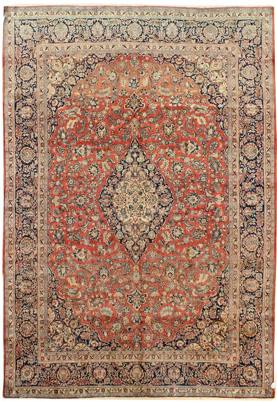 Antique Kashan Handwoven Traditional Rug