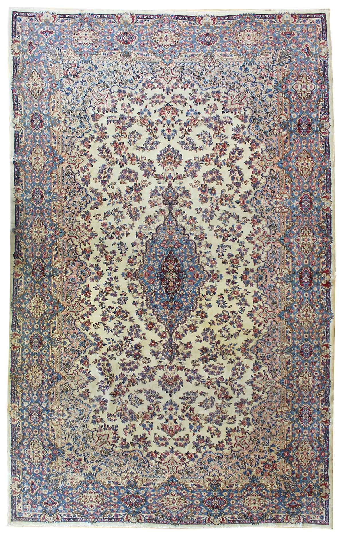 Antique Kerman Handwoven Traditional Rug