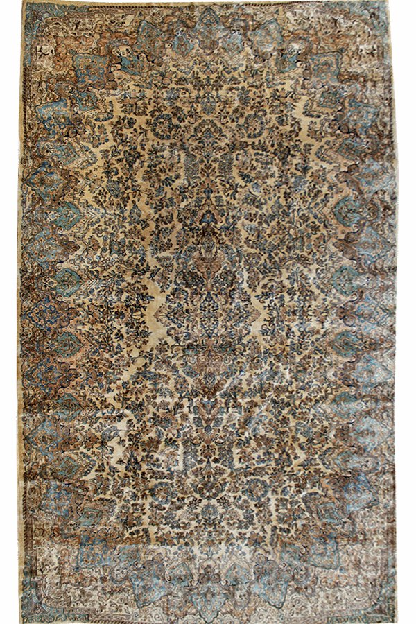 Antique Kerman Handwoven Traditional Rug