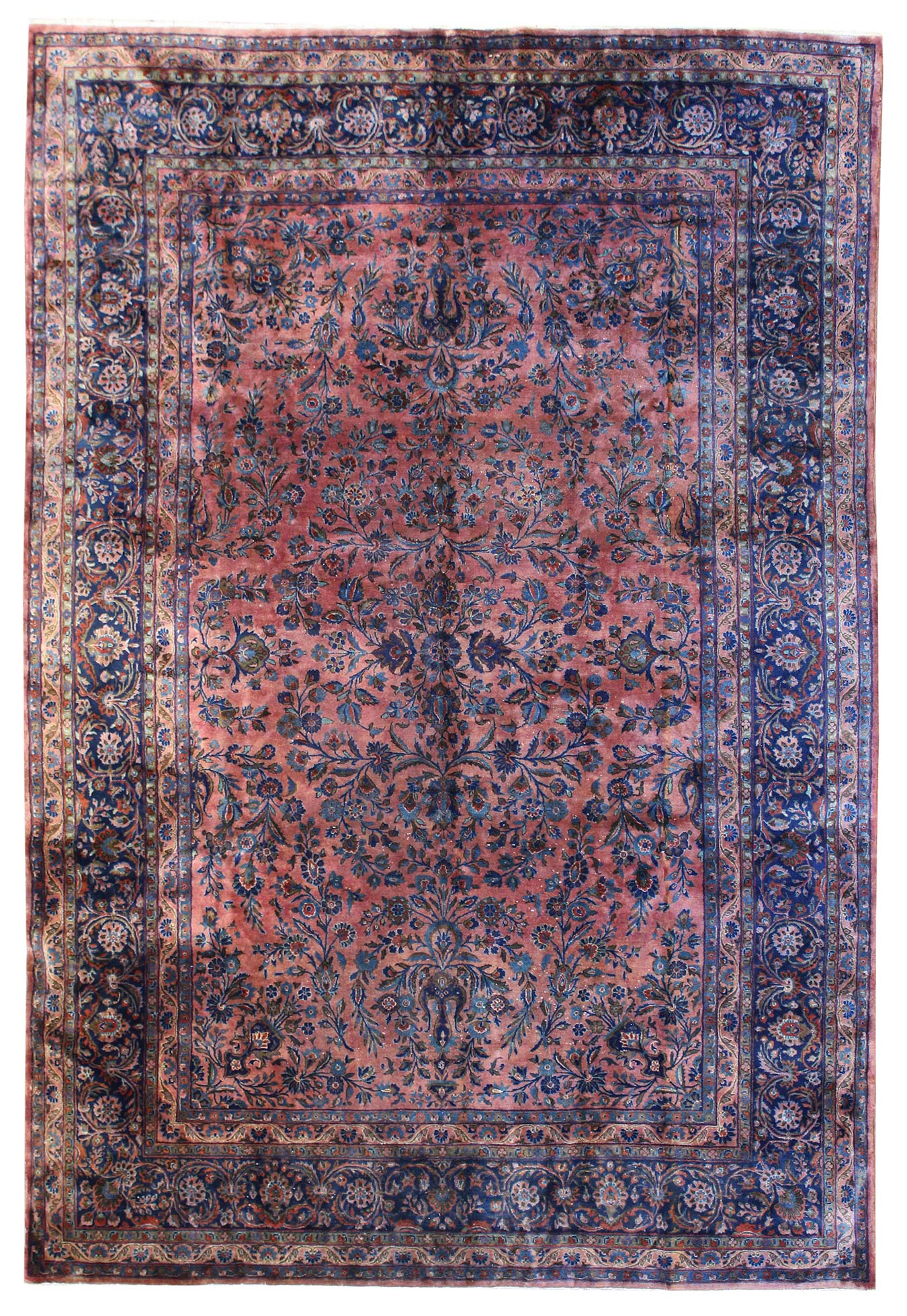 Antique Manchester Kashan Handwoven Traditional Rug