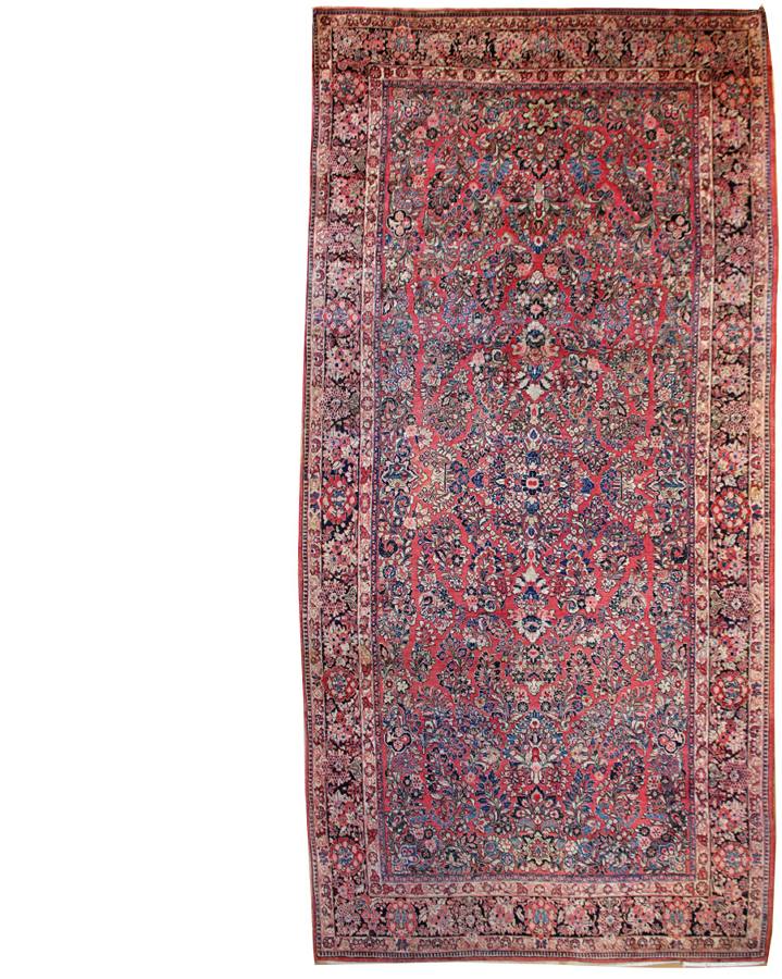 Antique Medallion Handwoven Traditional Rug JF4750: Red & Blue floral pattern, handwoven detail.