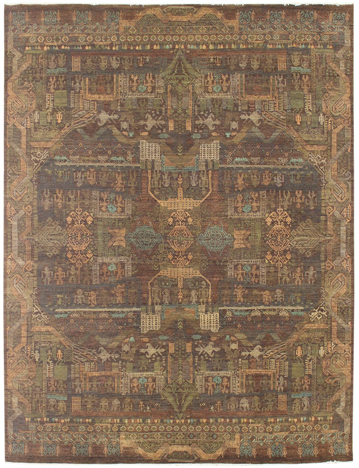 Indian Pictorial Handwoven Transitional Rug