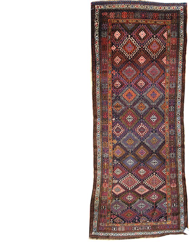 Antique Hooked Lozenges Handwoven Tribal Rug