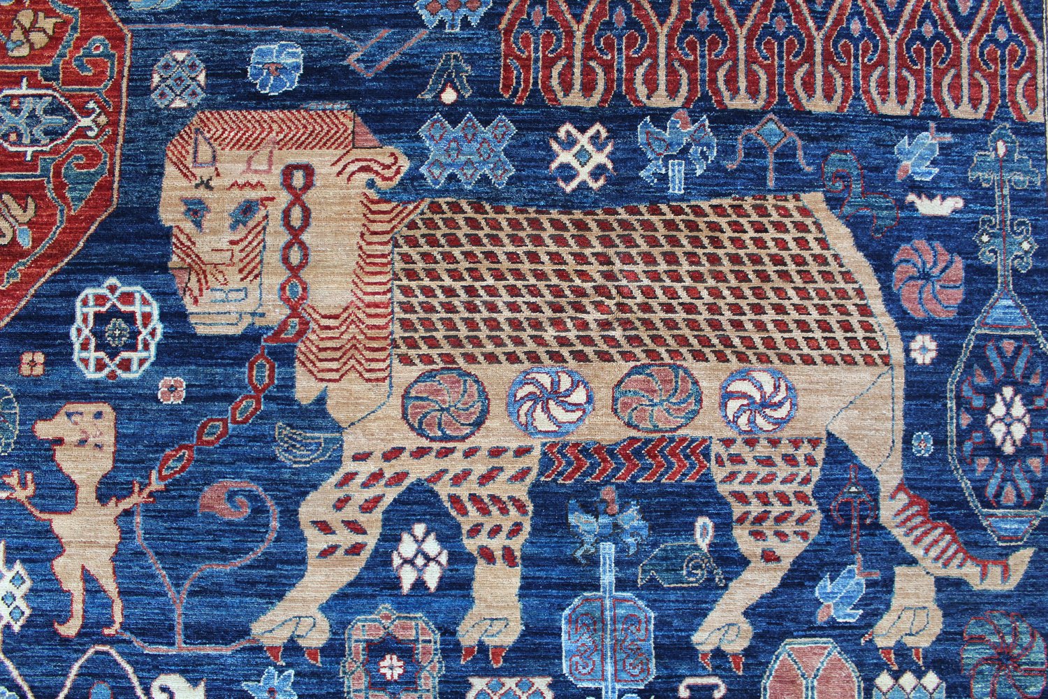Lion Mamluk Handwoven Tribal Rug, J57040