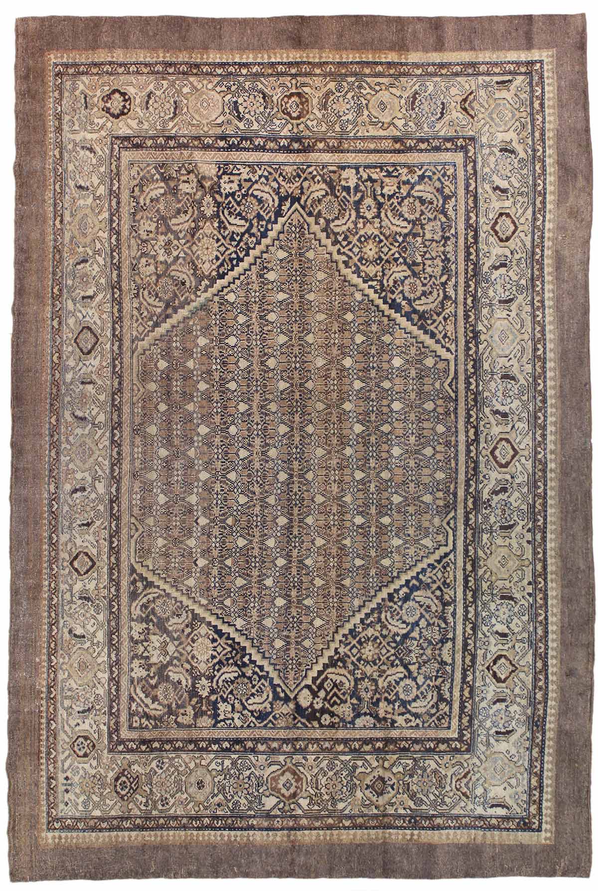 Antique N.W. Persian handwoven tribal rug JF6508, brown and beige, intricate design.