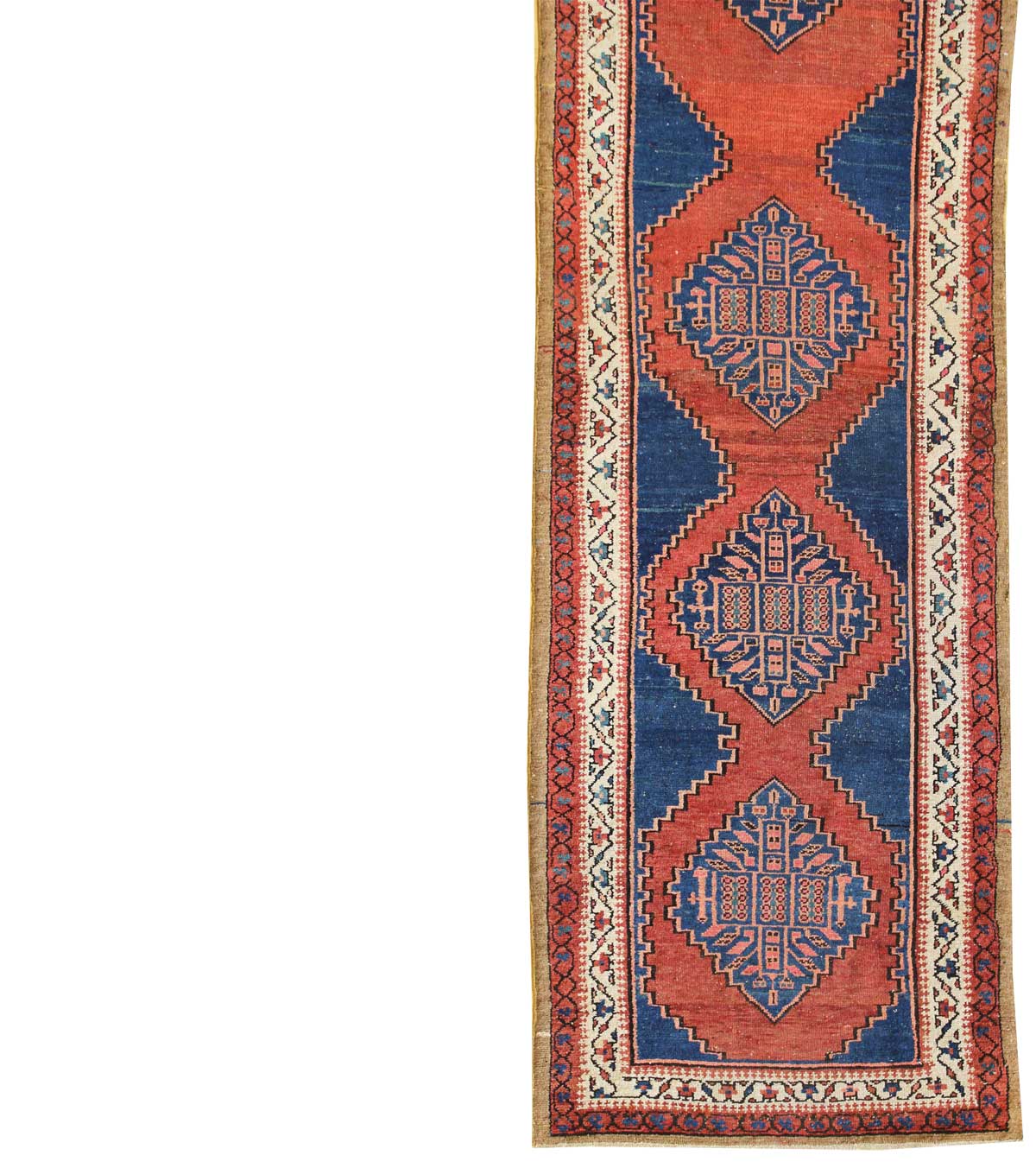 Antique N.W. Persian handwoven tribal rug, JF4163, red & blue, intricate pattern.