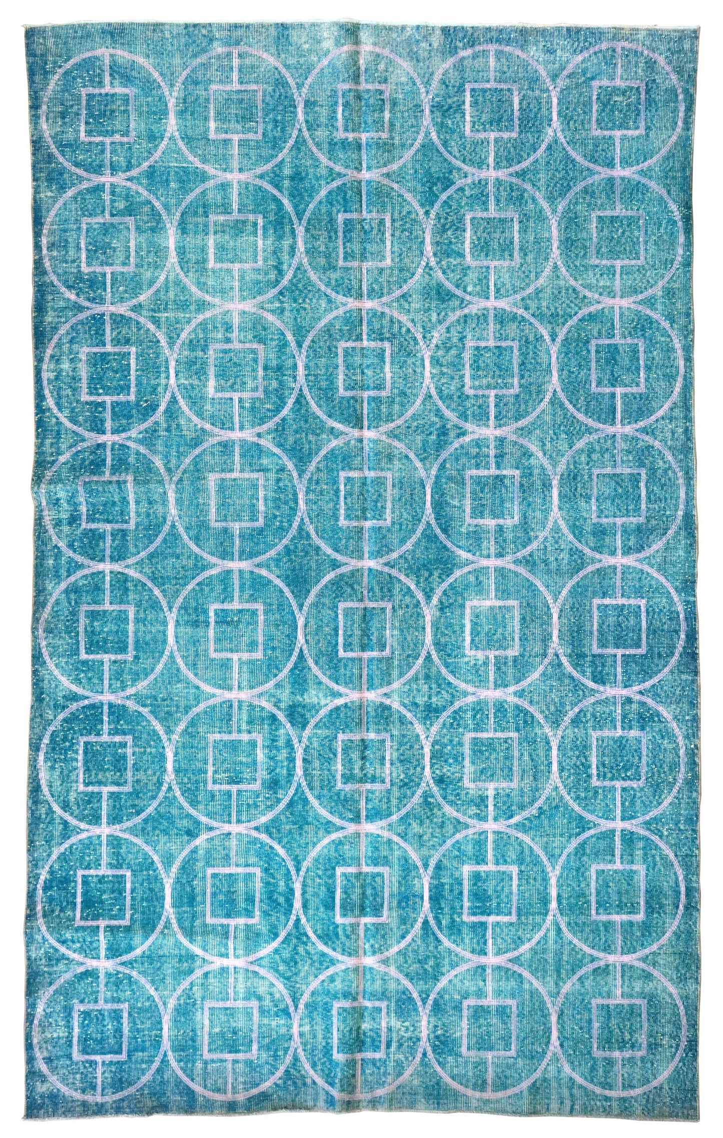 Vintage Embroidered Overdye Handwoven Contemporary Rug