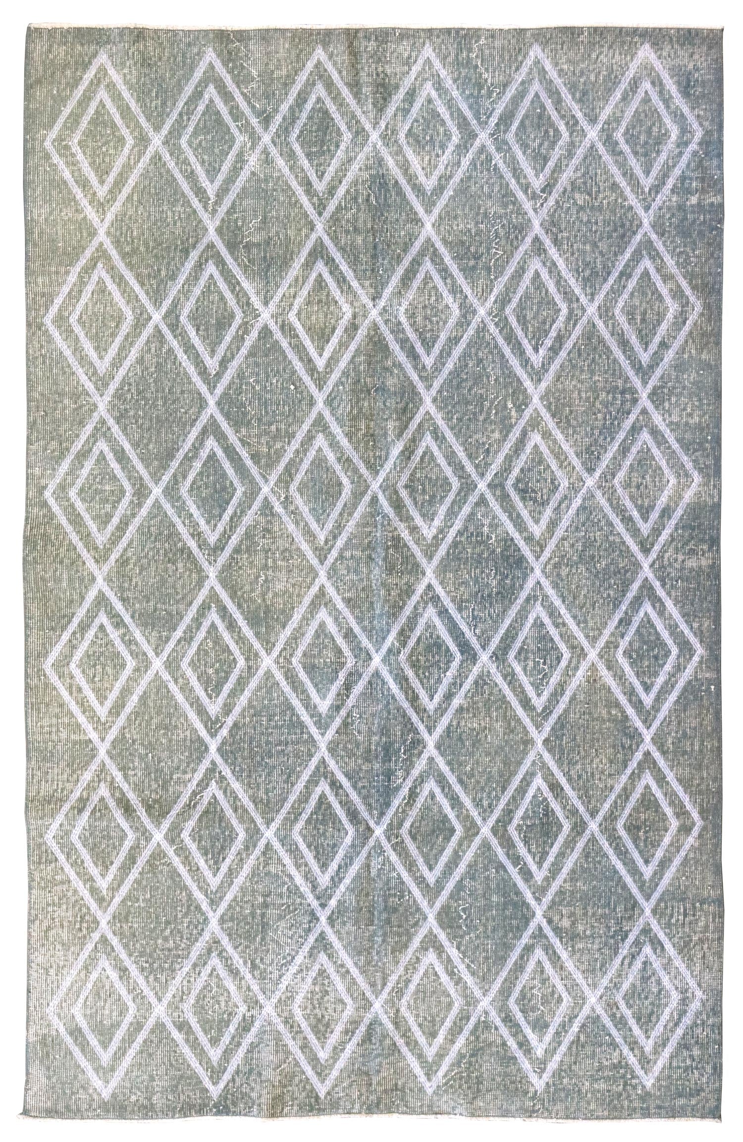 Vintage Embroidered Overdye Handwoven Contemporary Rug
