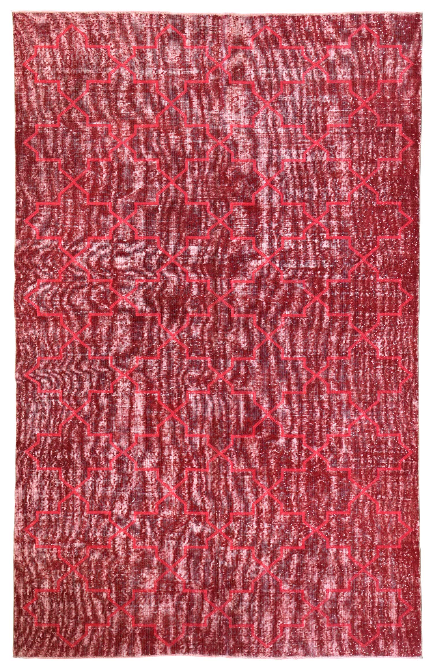 Vintage Embroidered Overdye Handwoven Contemporary Rug