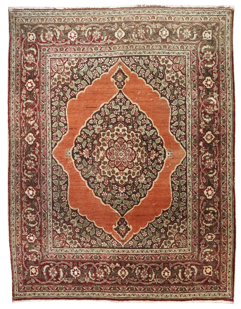 Antique Haji Jalili Tabriz Handwoven Traditional Rug