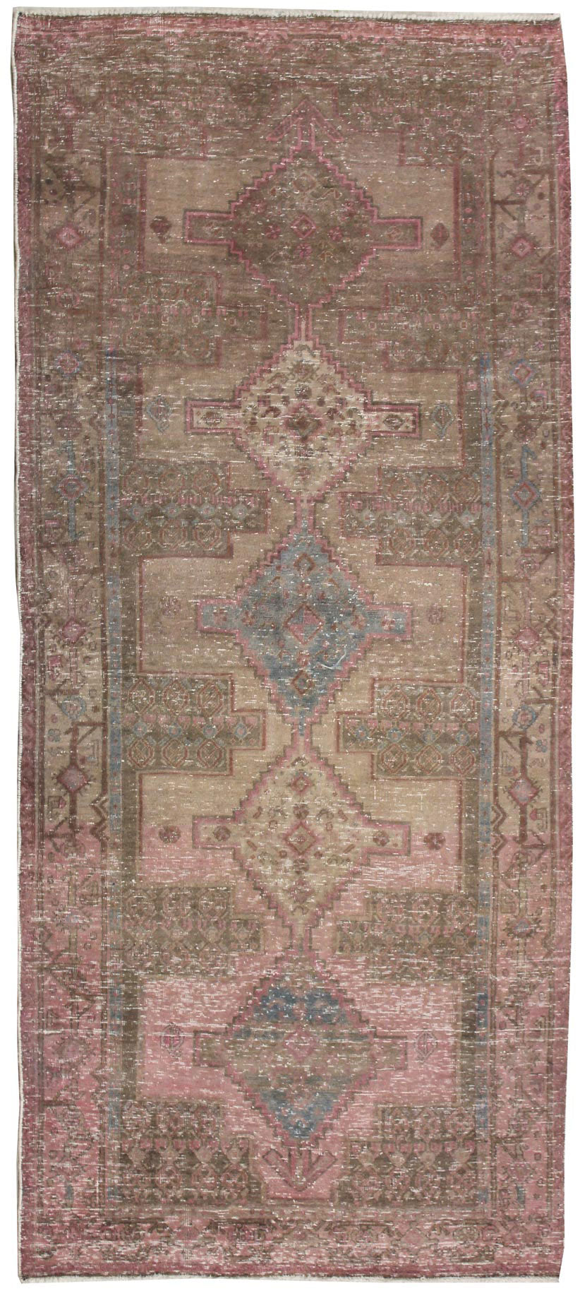 Vintage Senneh Distressed Transitional Rug