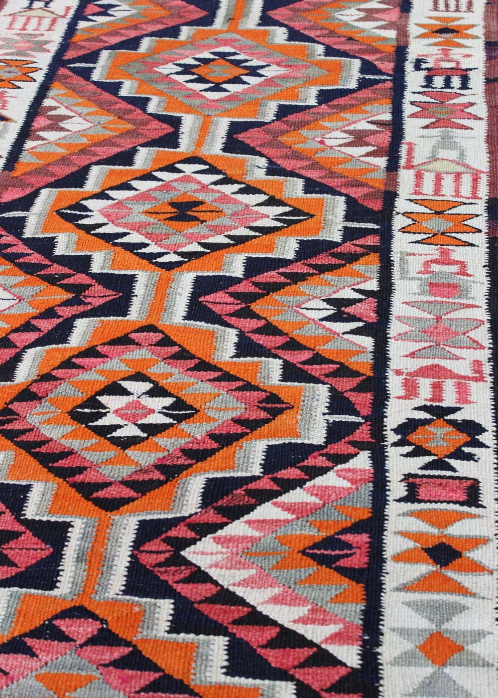 Vintage Herki Kilim Handwoven Tribal Rug, J67107