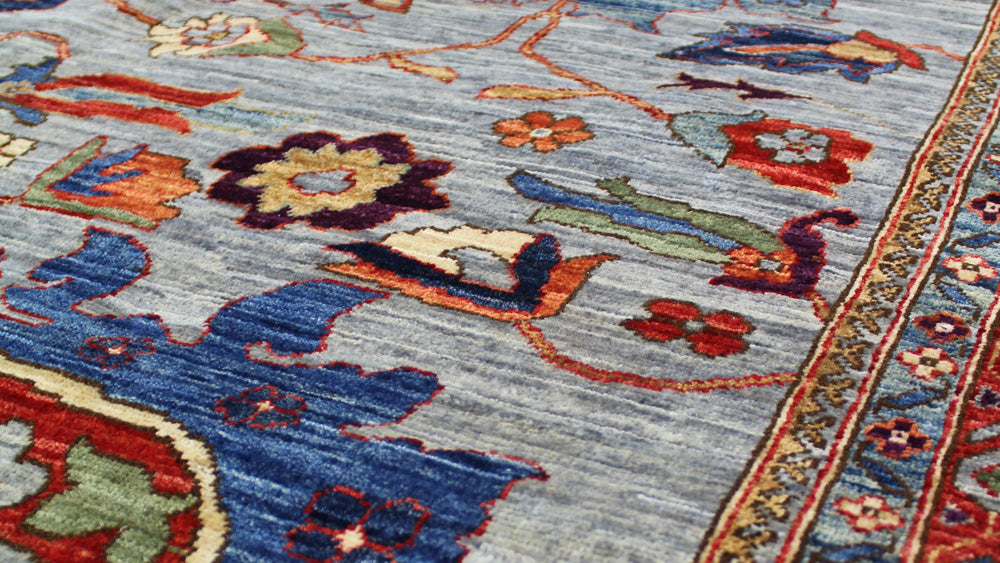 Handmade Traditional style rug in updated modern colors
