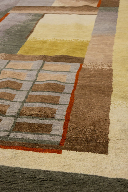 Art Deco Handwoven Contemporary Rug, J89755