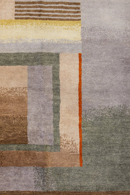Art Deco Handwoven Contemporary Rug, J89755