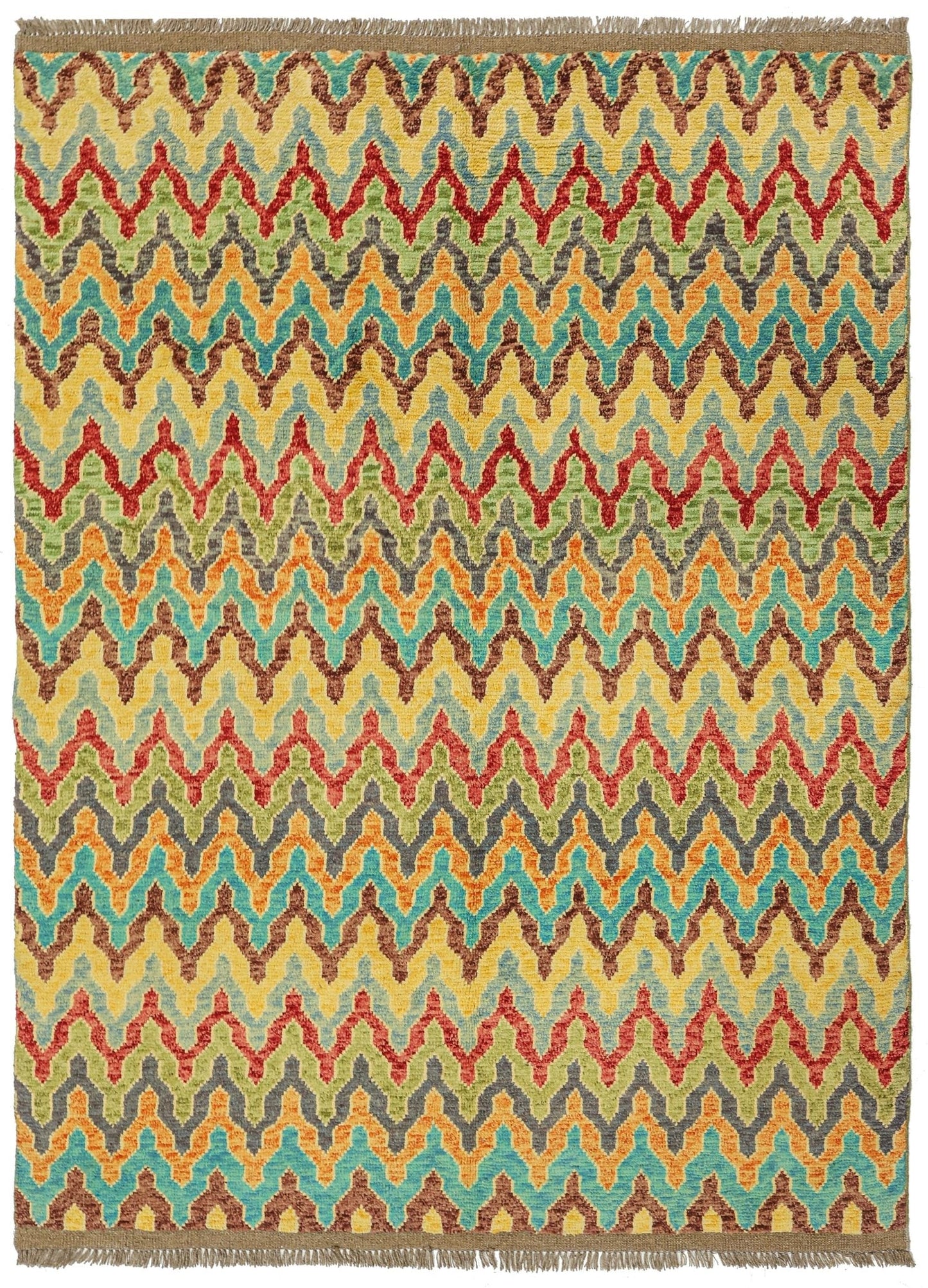 Flame Stitch Handwoven Contemporary Rug