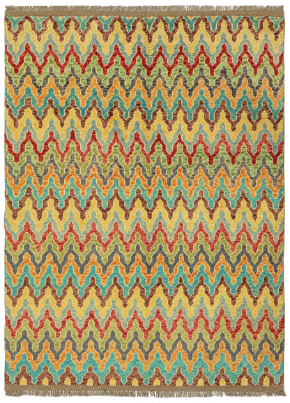 Flame Stitch Handwoven Contemporary Rug