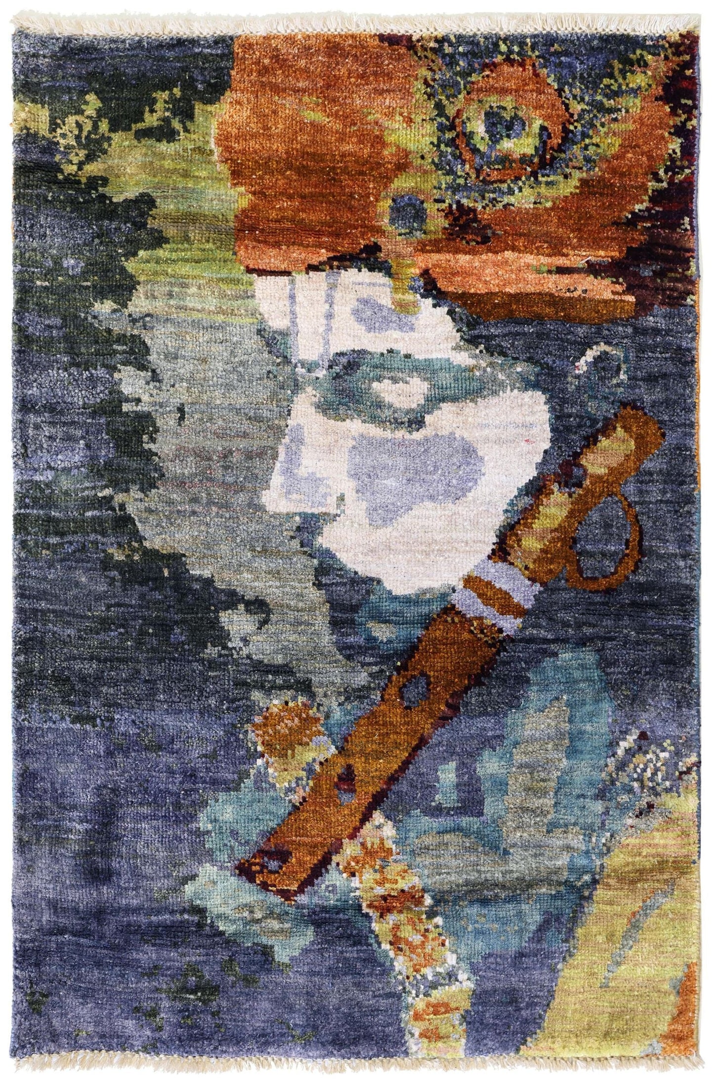 Hindi Art Handwoven Contemporary Rug