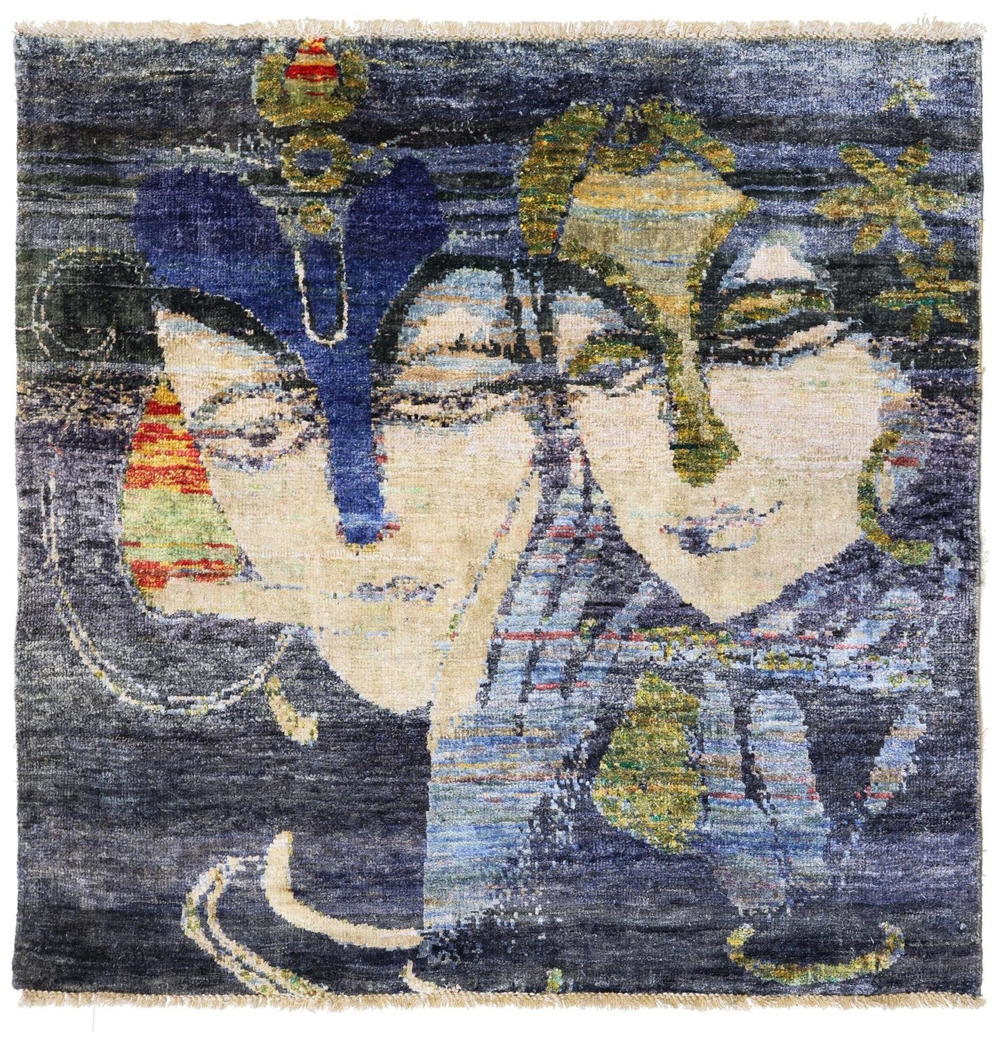 Hindi Art Handwoven Contemporary Rug
