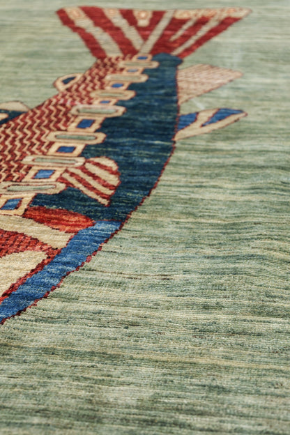 Large Fish Handwoven Contemporary Rug, J80294