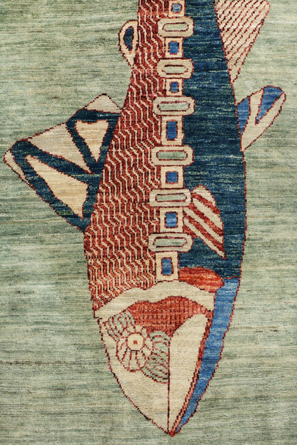 Large Fish Handwoven Contemporary Rug, J80294