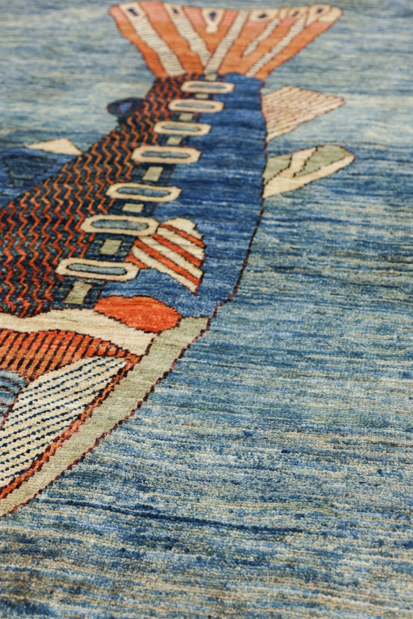 Large Fish Handwoven Contemporary Rug, J80295