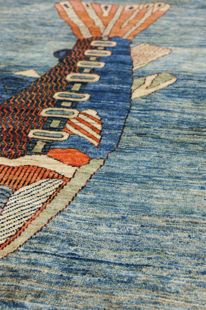 Large Fish Handwoven Contemporary Rug, J80295