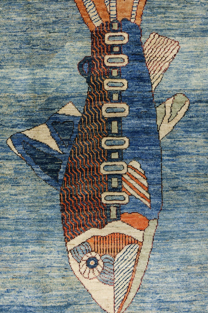 Large Fish Handwoven Contemporary Rug, J80295