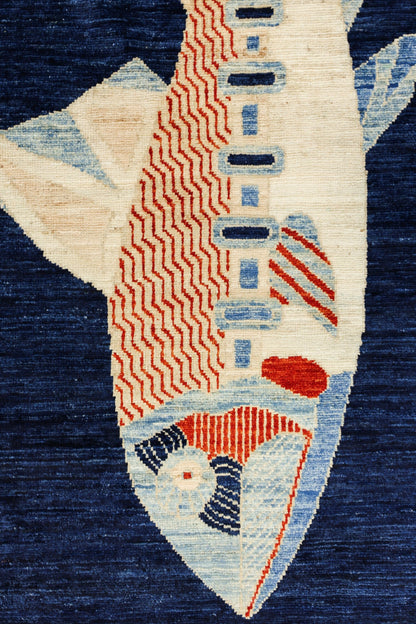 Large Fish Handwoven Contemporary Rug, J80297