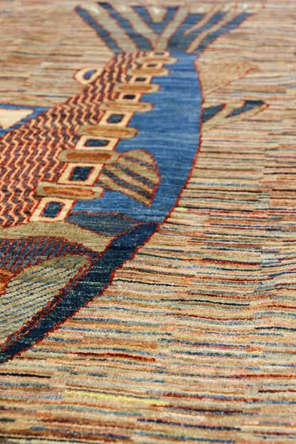 Large Fish Handwoven Contemporary Rug, J80298