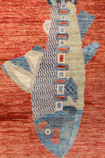 Large Fish Handwoven Contemporary Rug, J80300