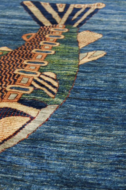 Large Fish Handwoven Contemporary Rug, J80301