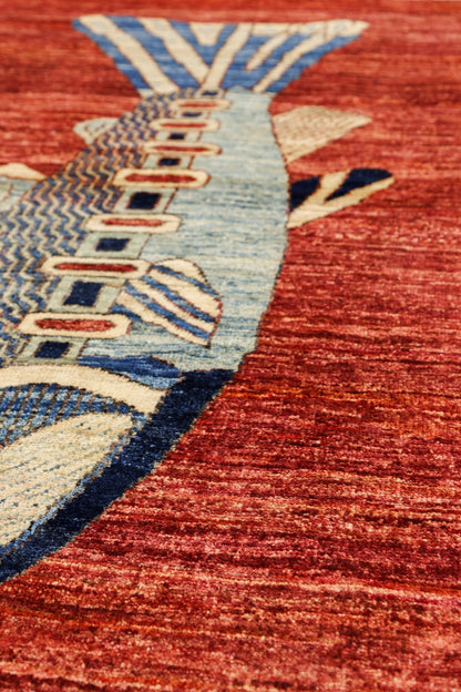 Large Fish Handwoven Contemporary Rug, J80302