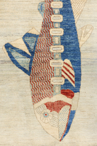 Large Fish Handwoven Contemporary Rug, J80303