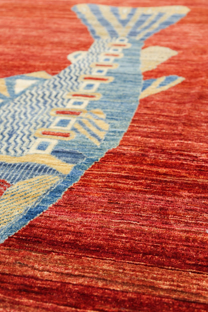 Large Fish Handwoven Contemporary Rug, J80305