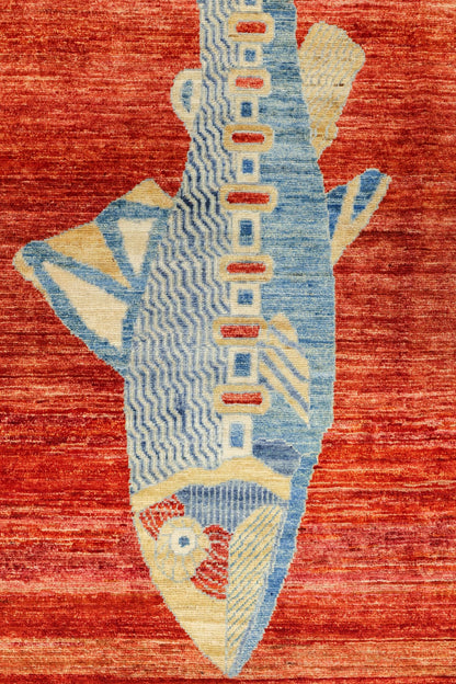 Large Fish Handwoven Contemporary Rug, J80305