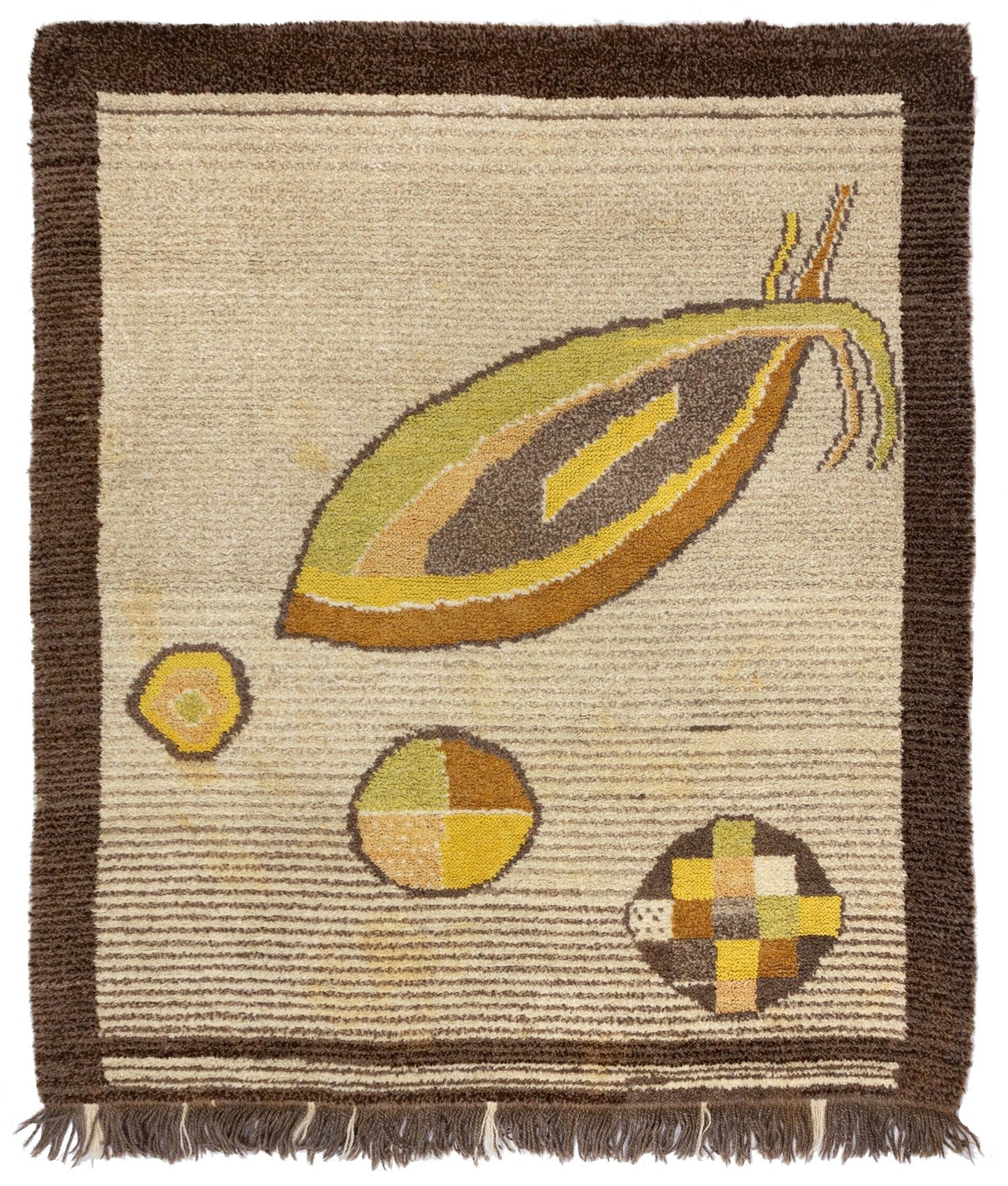 Vintage Modernist Handwoven Contemporary Rug