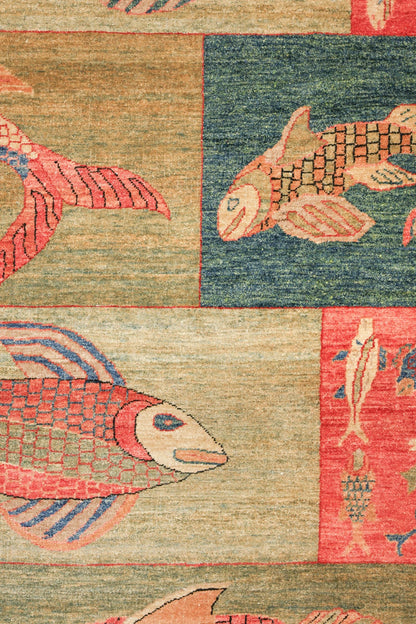 Panel Fish Handwoven Contemporary Rug, 80571