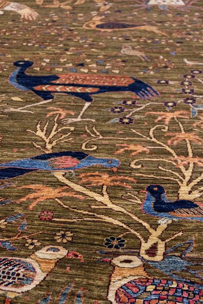 Pheasant Garden Handwoven Contemporary Rug, J86006